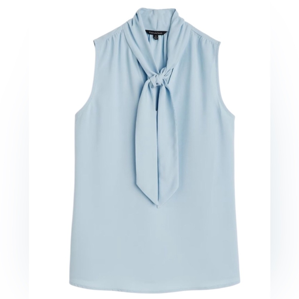 Violet & Roses Polly Tie Detail Light Blue Blouse Size 1X NWT
